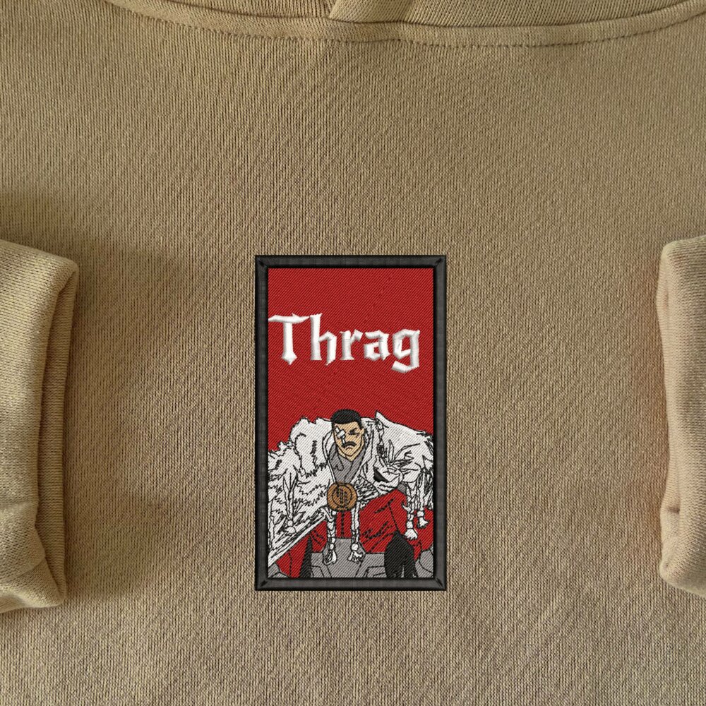 Thragg Art Embroidered Hoodie Sand (1)