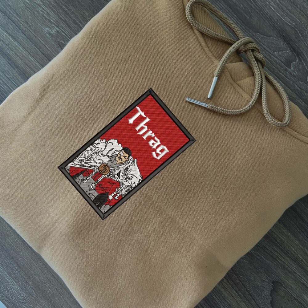 Thragg Art Embroidered Hoodie Sand (2)