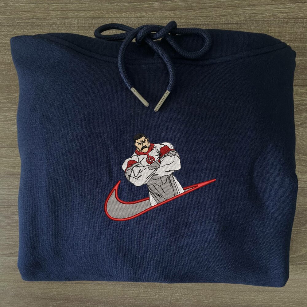 Thragg Embroidered Hoodie Navy (3)