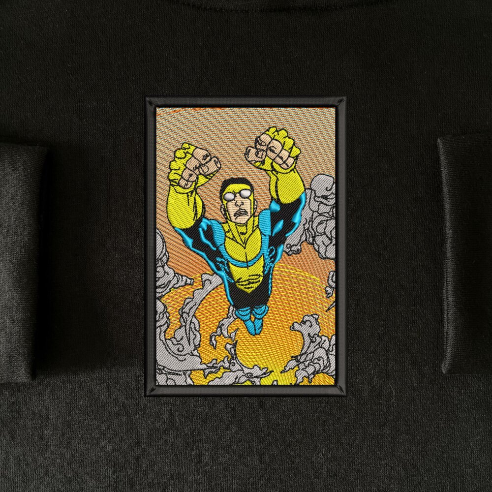 Unbeatable Hero Art Embroidered Hoodie Black (1)