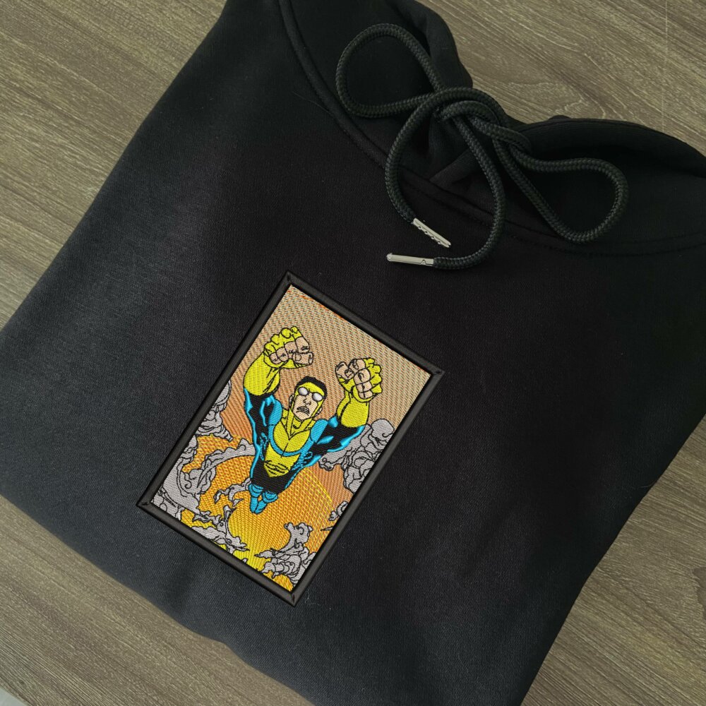 Unbeatable Hero Art Embroidered Hoodie Black (2)