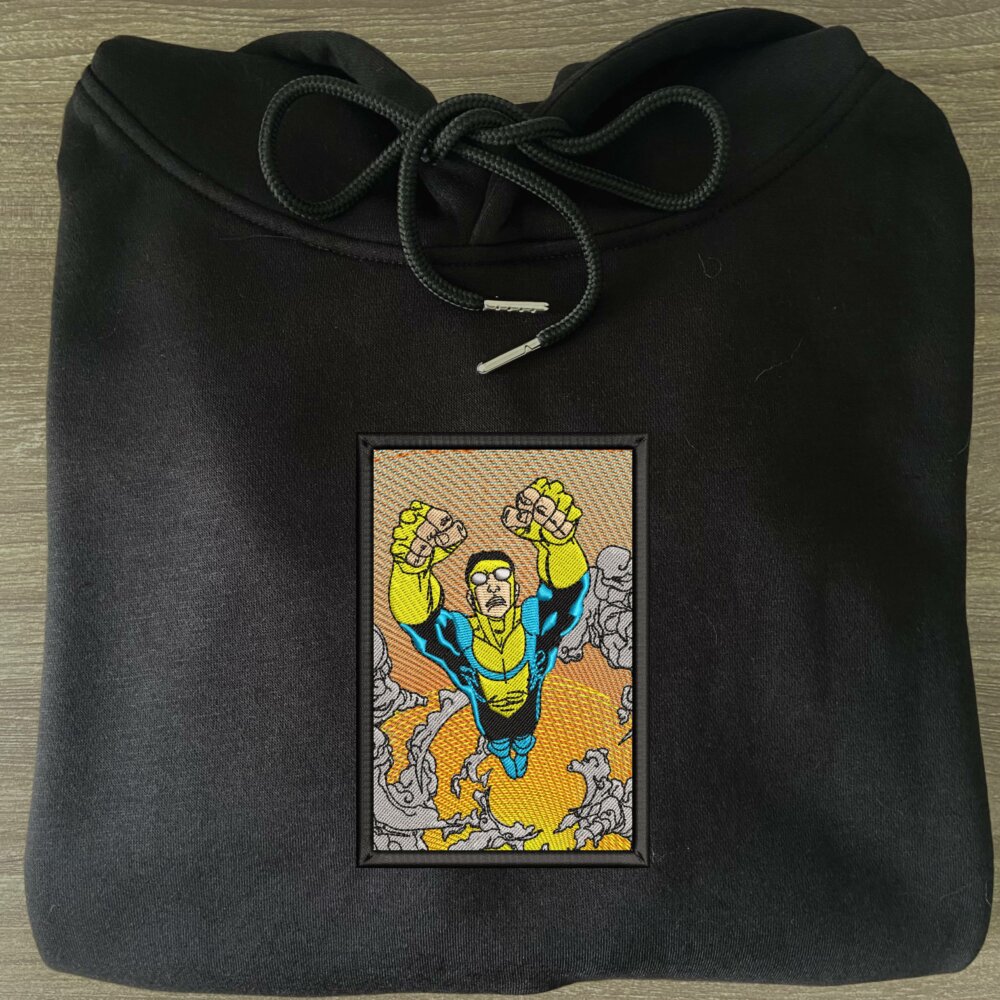 Unbeatable Hero Art Embroidered Hoodie Black (3)