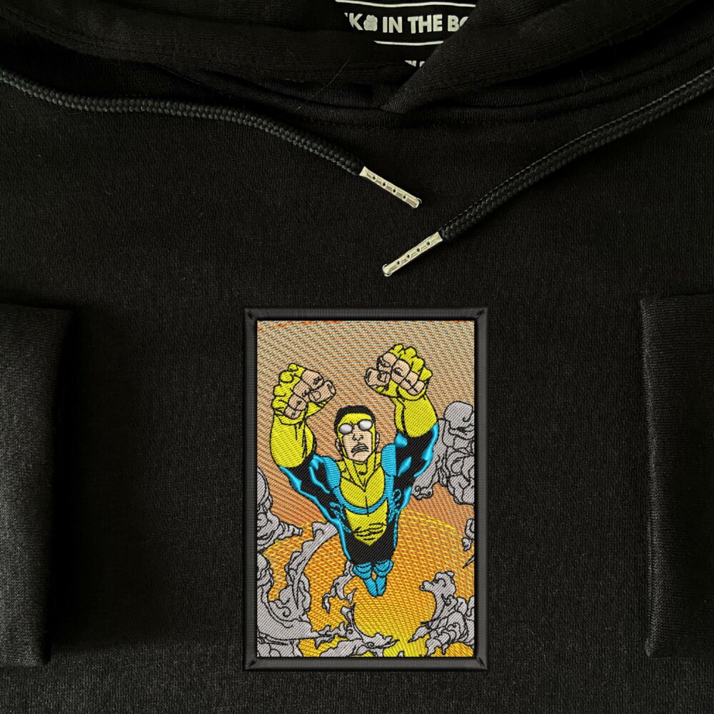 Unbeatable Hero Art Embroidered Hoodie Black (4)