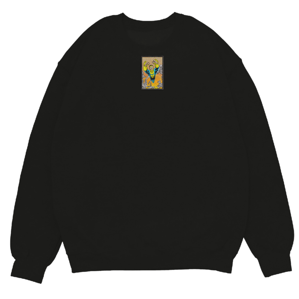 Unbeatable Hero Art Embroidered Sweatshirt Black