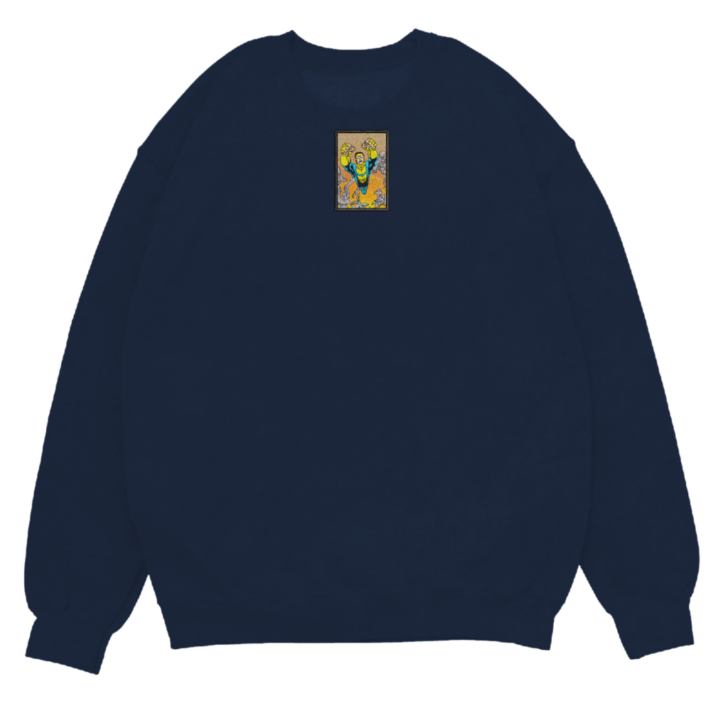 Unbeatable Hero Art Embroidered Sweatshirt Navy