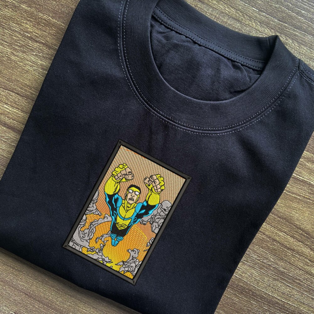 Unbeatable Hero Art Embroidered T shirt (1)