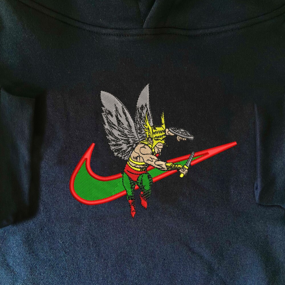 Winged Warrior Embroidered Hoodie Navy (1)