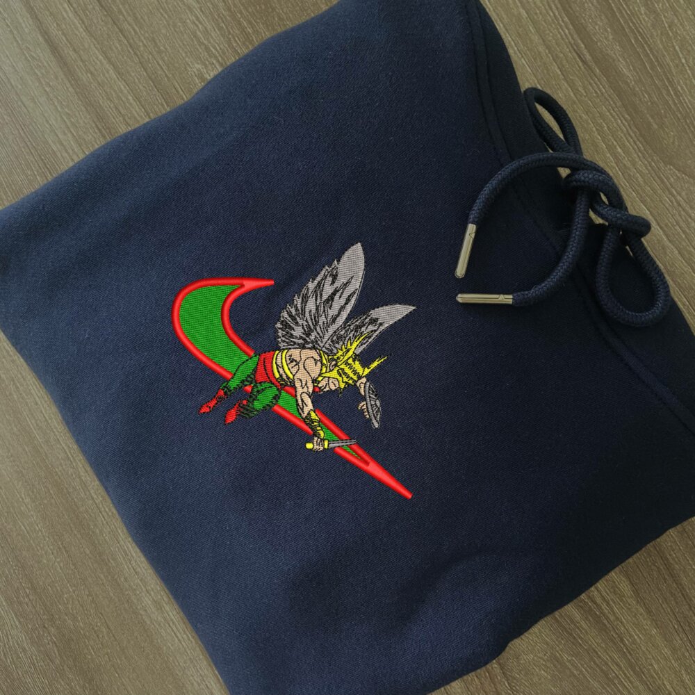 Winged Warrior Embroidered Hoodie Navy (2)