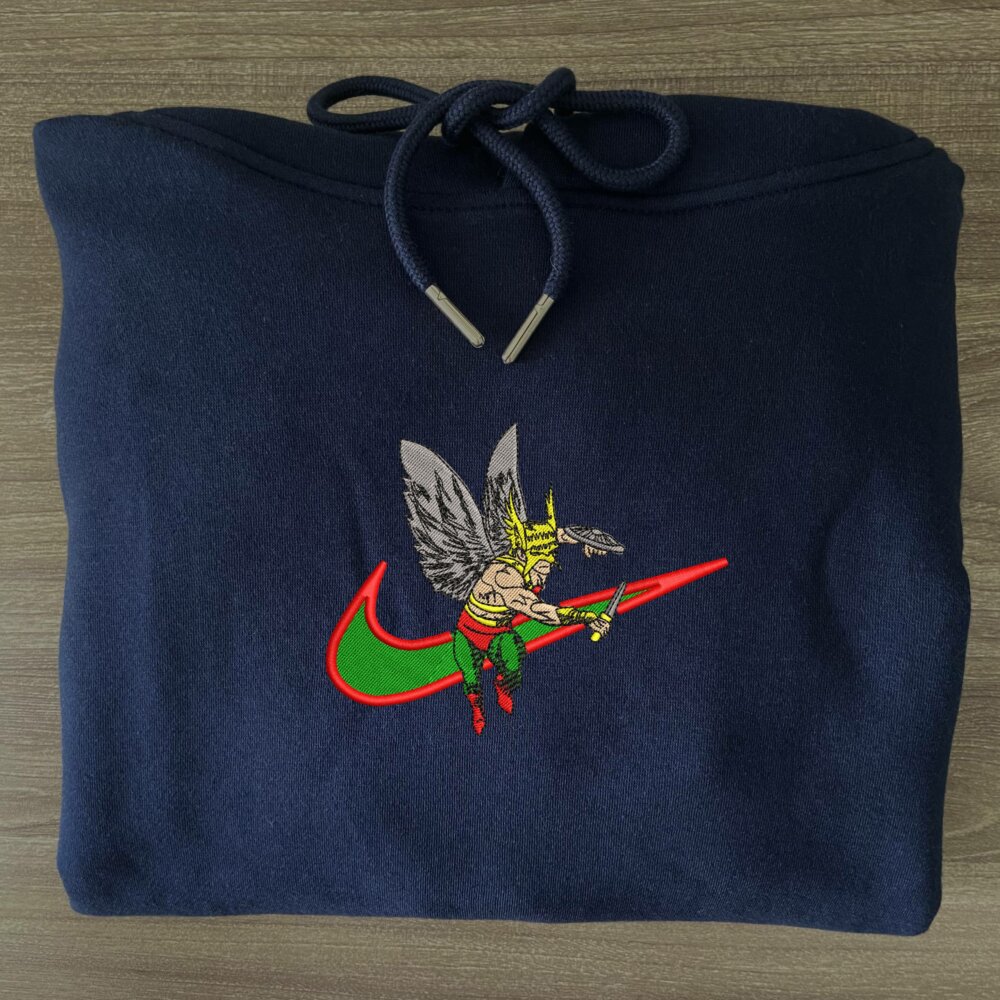 Winged Warrior Embroidered Hoodie Navy (3)