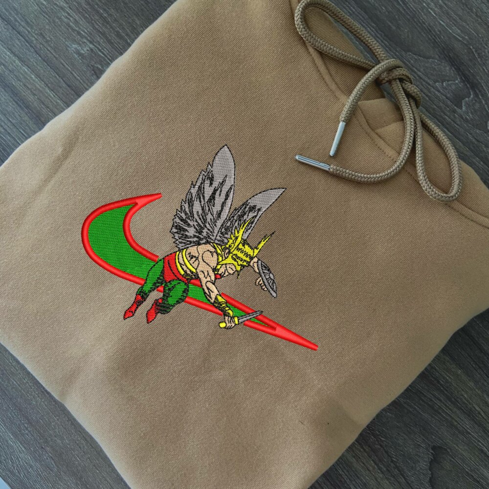 Winged Warrior Embroidered Hoodie Sand (2)