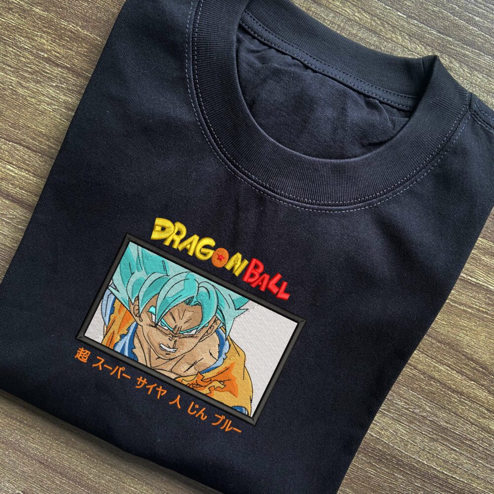 Blue Saiyan Power Embroidered T shirt 1.jpg
