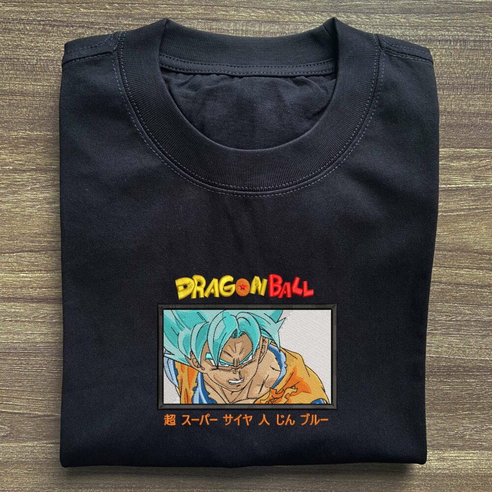 Blue Saiyan Power Embroidered T shirt 2.jpg
