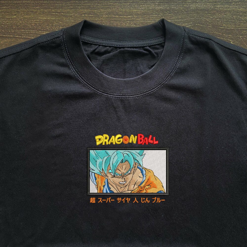 Blue Saiyan Power Embroidered T shirt 3.jpg